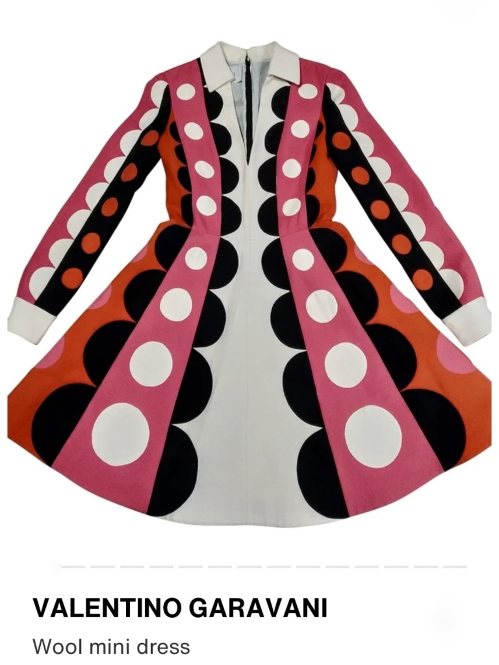 VALENTINO   ICONOC  scallops and circles multicolor wool dress   Size IT 38 US S